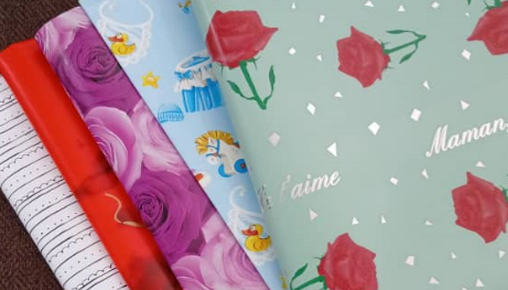 Lot de 5 Feuilles De Papiers d'Emballages Cadeau