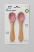 Set Cuillère & Fourchette bébé – Silicone et manche bambou