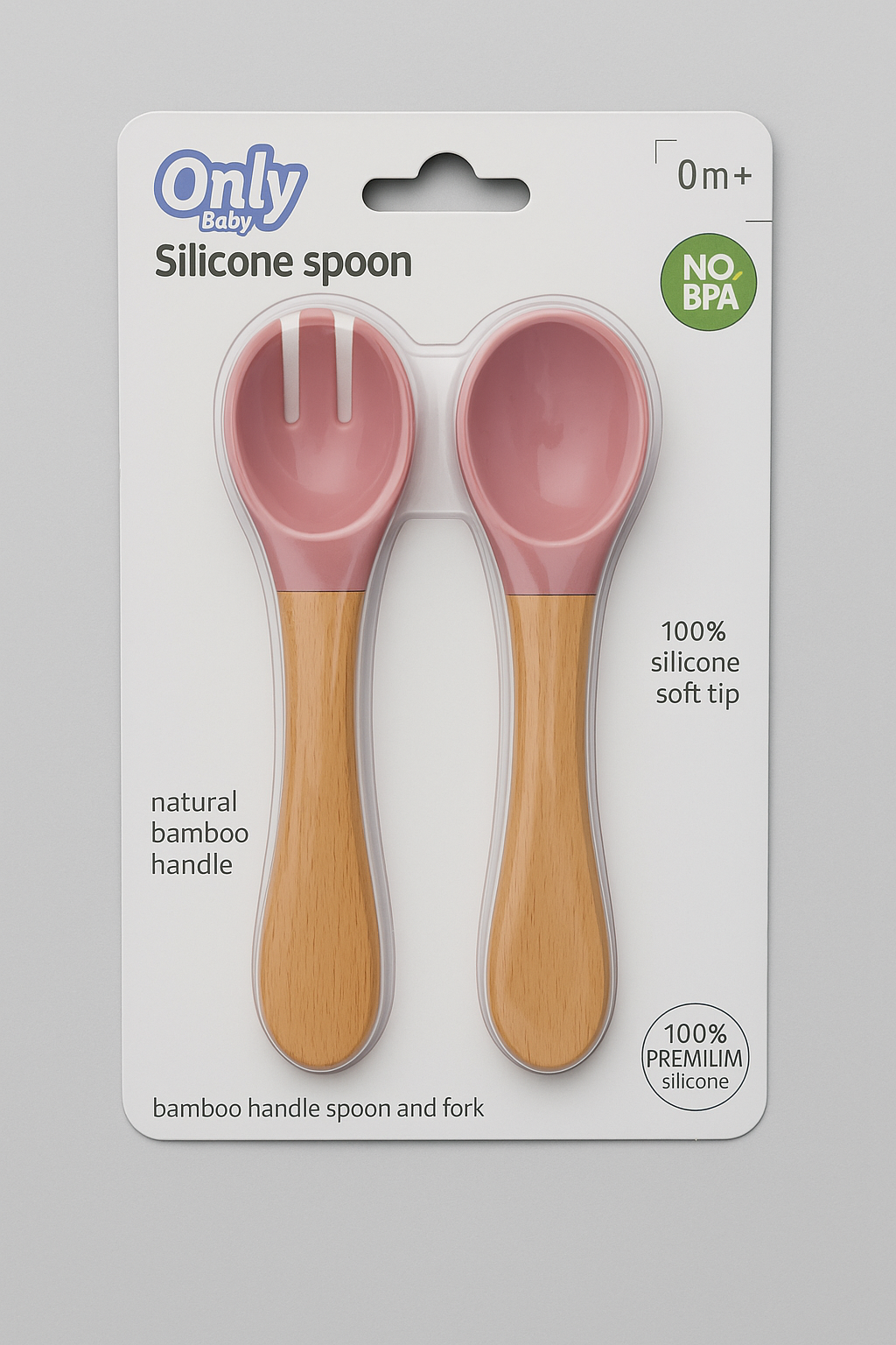 Set Cuillère & Fourchette bébé – Silicone et manche bambou