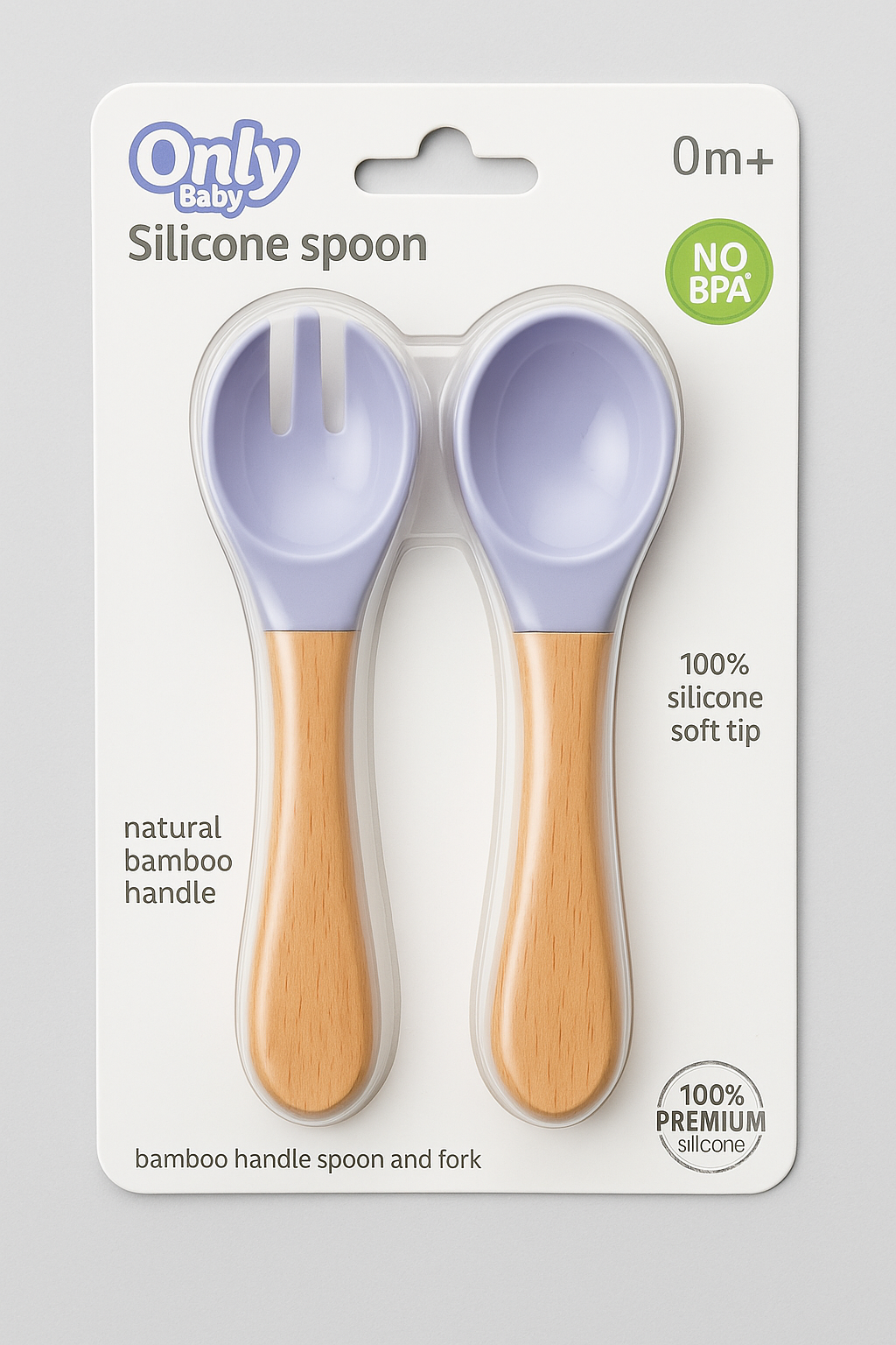 Set Cuillère & Fourchette bébé – Silicone et manche bambou