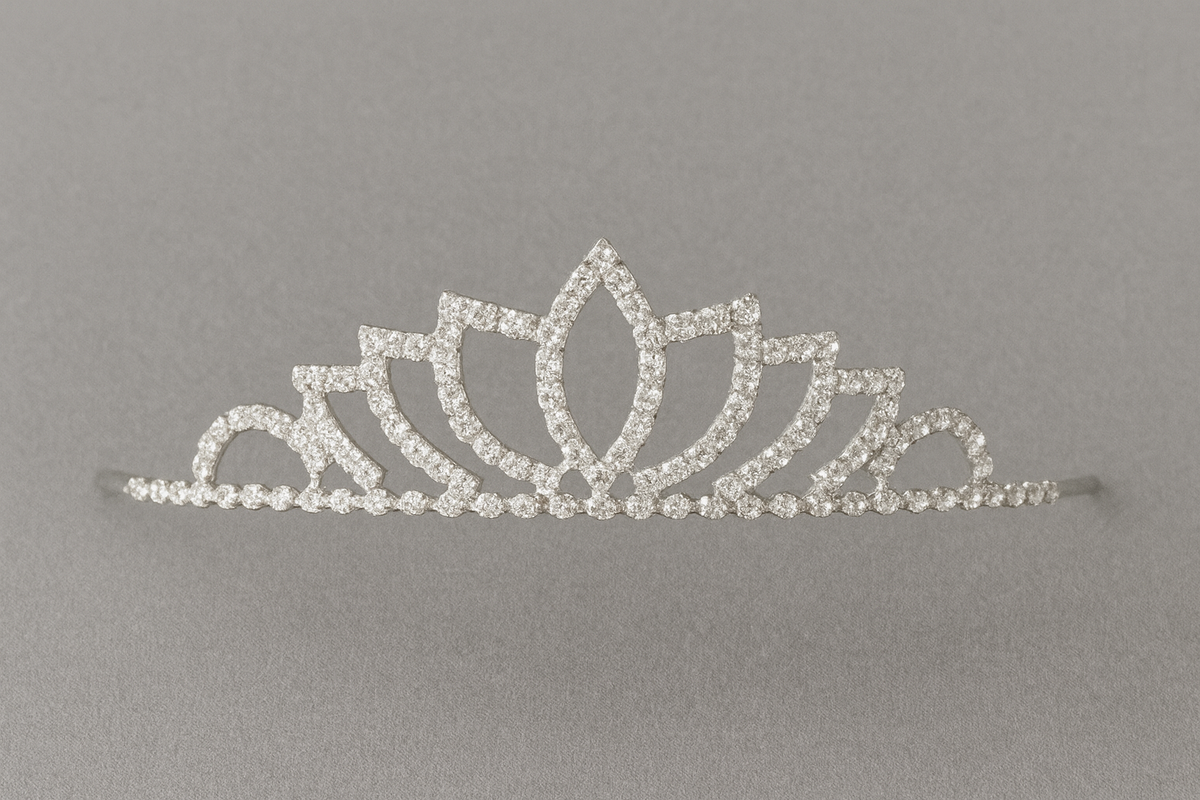 Couronne Argentée Strass – Motif Lotus