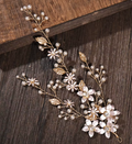 Sangle De Cheveux,Couronne De Fleurs De Feuille D'or , Accessoires De Robe De Mariée Serti De Griffes Ensemble De Perles ,Ann