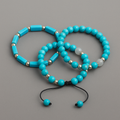 Lot de 3 Bracelets Turquoises avec Perles et Pierres