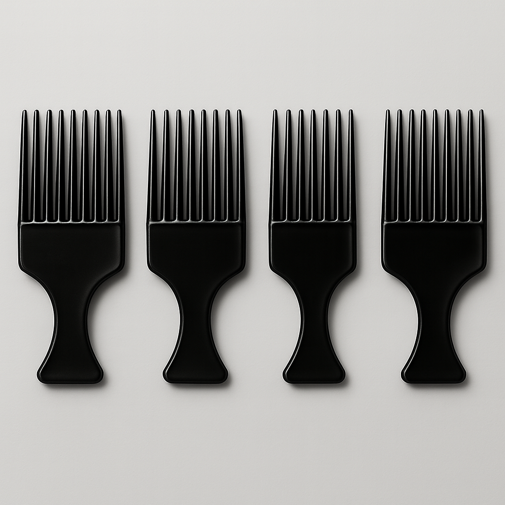 Lot de 4 Peignes Afro Noirs
