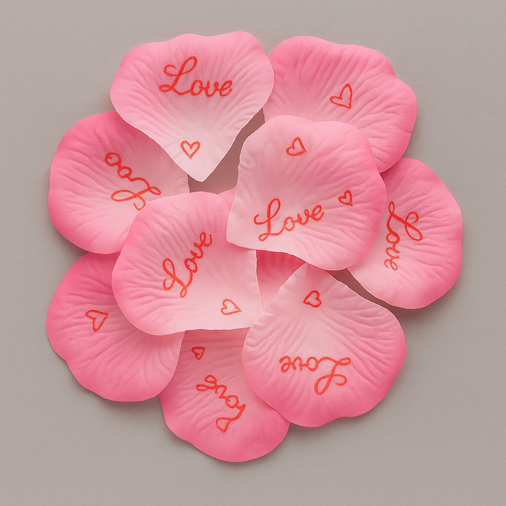 Lot De Pétales De Rose - Rose Blanc Avec Motifs Love et Cœurs