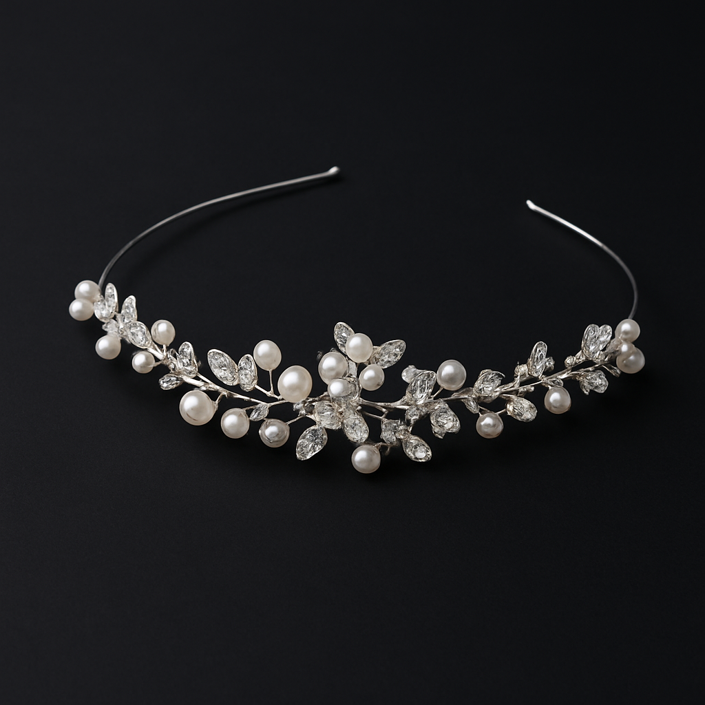 Couronne Perles & Fleurs (Diadème de cérémonie)