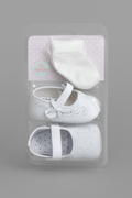 Set Bébé – Chaussures Blanches + Chaussettes