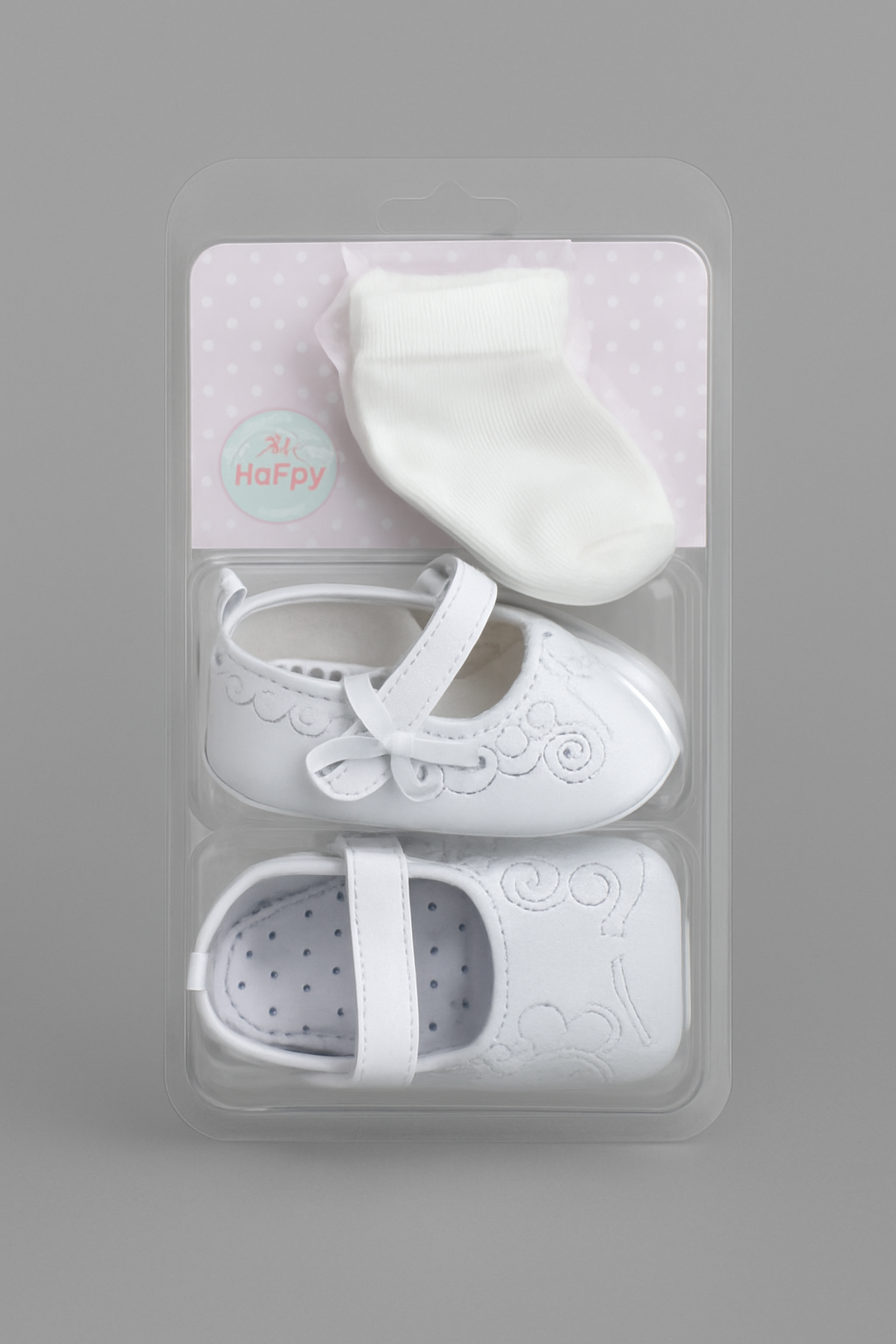 Set Bébé – Chaussures Blanches + Chaussettes