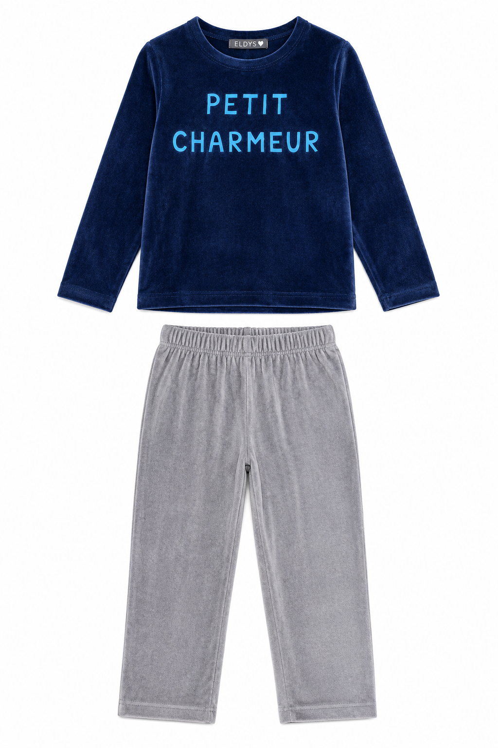Ensemble Garçon en Velours 2 Pièces Bleu Marine et Gris