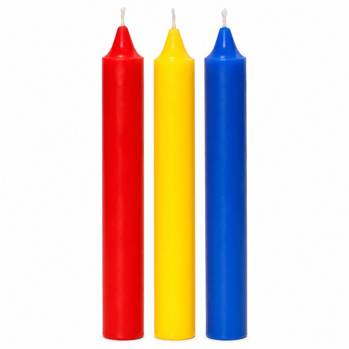 Lot de 3 Bougies Colorées – Rouge, Jaune et Bleu