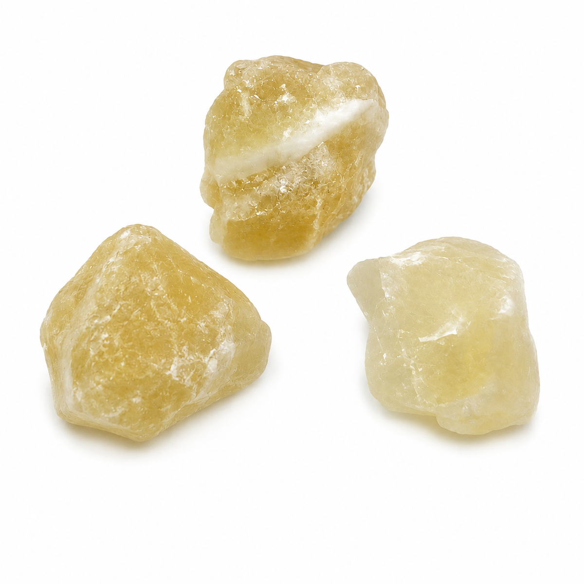 Lot de 3 Pierres Naturelles Brutes Jaune Clair