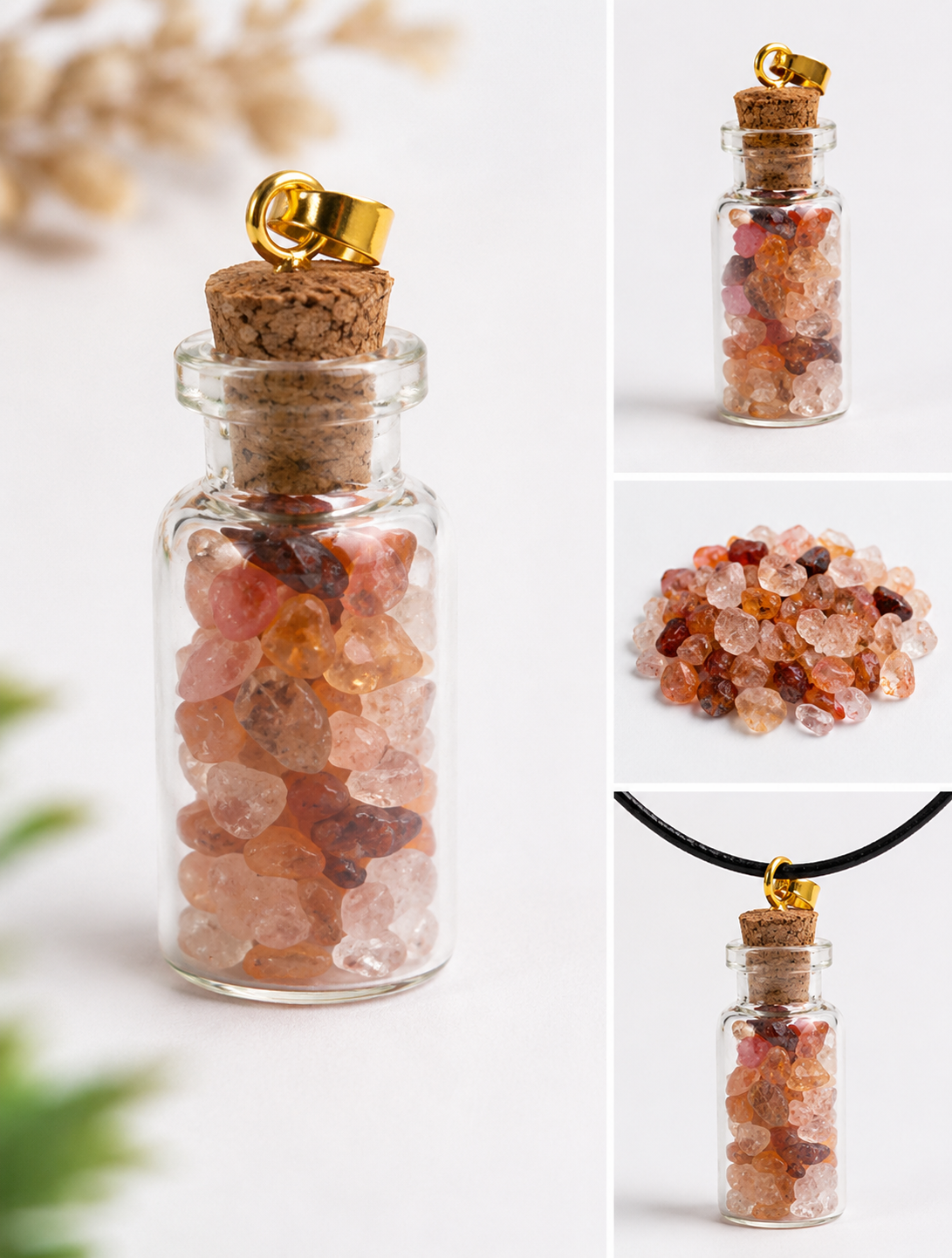 Pendentif Flacon Quartz Rose Naturel
