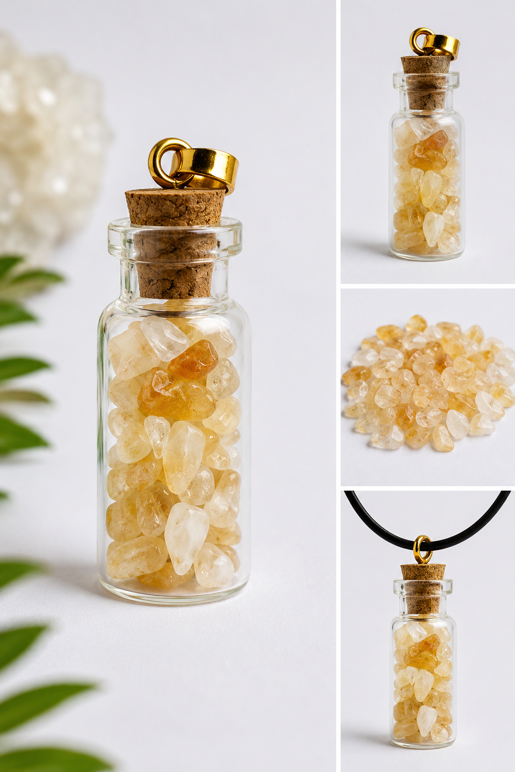 Pendentif Flacon Citrine Naturelle