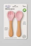 Set Cuillère & Fourchette bébé – Silicone et manche bambou