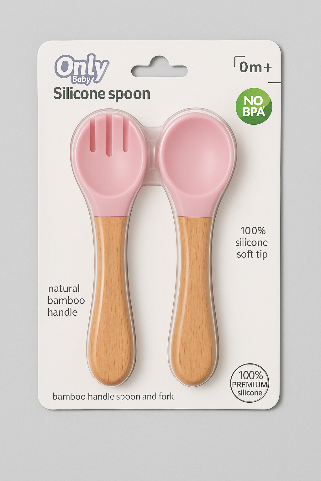 Set Cuillère & Fourchette bébé – Silicone et manche bambou